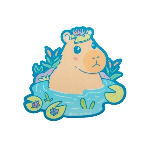 Capybara Pond Vinyl Sticker